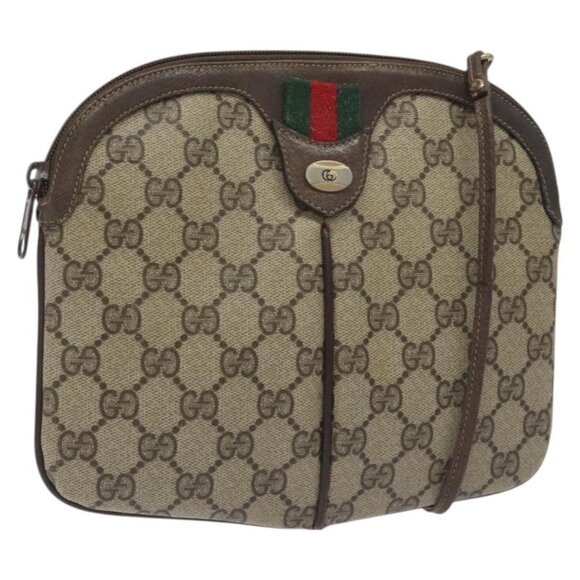 GUCCI GG Supreme Web Sherry Line Shoulder Bag PVC Beige Auth - Picture 1 of 16